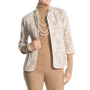 Chico's bonded LACE HENRIETTA CARDIGAN